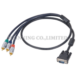 Component Video Connecting Cable, HDB15 / 3 X Cinch Plug