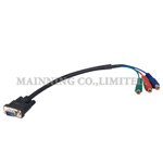 Component Video Connecting Cable, HDB15 / 3 X Cinch Socket