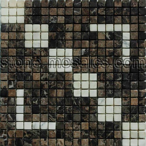 dark Emperador and carrara marble mosaics tile 132