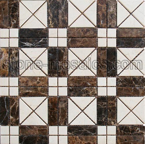 dark Emperador and limestone hand stone mosaics