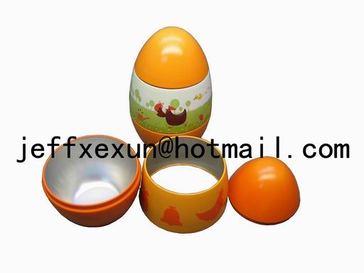 egg shaped tin box,easter egg tin