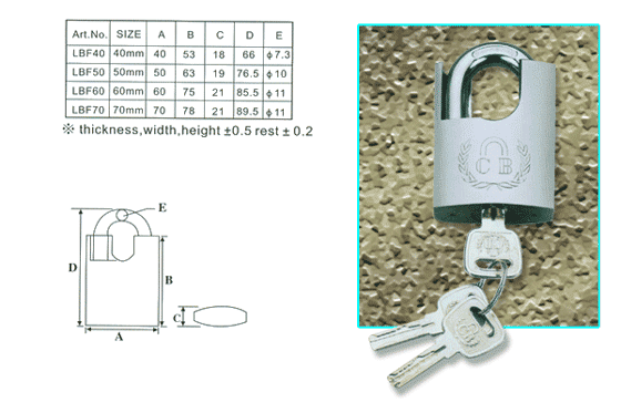 CURVE PACKED BRASS PADLOCK WITH HIGHT DENISTY 