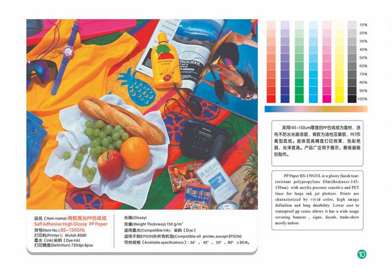 Self Adhesive High Glossy PP Paper