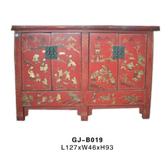 Antique Chinese Small Painting Cabinet