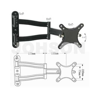Small LCD Screen Wall Mount, Twin Arm and Tilt and Swivel 