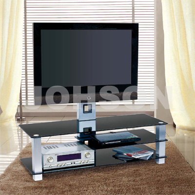 Black Glass Wall Plasma TV Stand