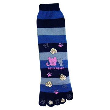 Ladies Acrylic Printed Toe Socks