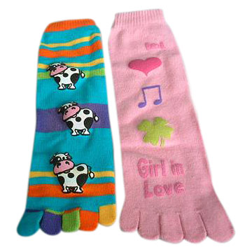 Toe Socks with Rubber Print