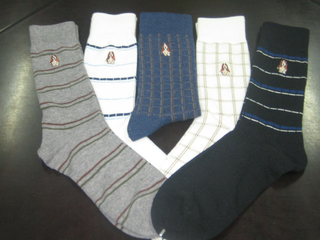 Grid jacquard socks