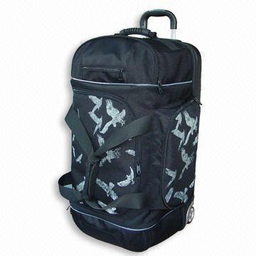 Trolley Duffel Bag with PU Silent Wheels and Handle