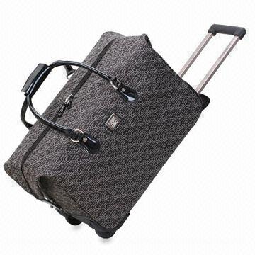 Deluxe Jacquard Fabric Rolling Duffel Bag