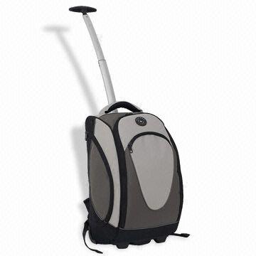 Classic White and Gray Wheeled Backpack