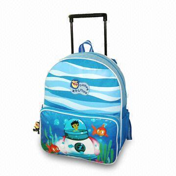 School Bag with Trolley, Made of 600D/PVC