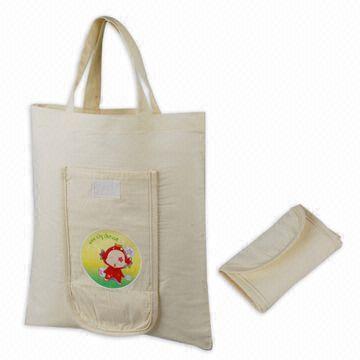 Unbleached White Cotton and Foldable Shopping Bag