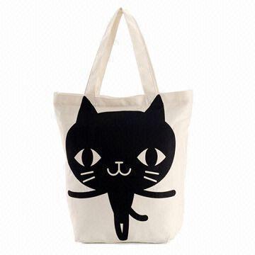 Canvas Tote Bag with Cherry Printing