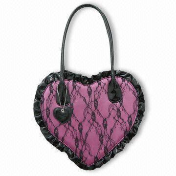 PVC Handbag, with Red Satin