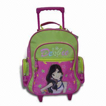 Trolley School Bag, Made of Microfiber, Colors 