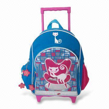 School Bag with Side Pockets and Trolley