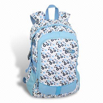 School Bag with Printed Canvas Fabric