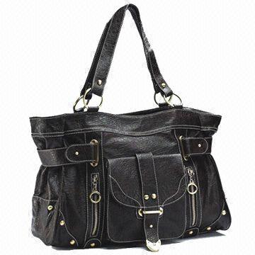 Women's PU Handbag with Two Vertical Zipper Pocket