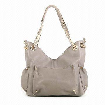 Shoulder Bag with Zip Pocket, Made of PU