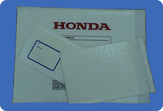 White vinyl bubble mailer, envelope, bags