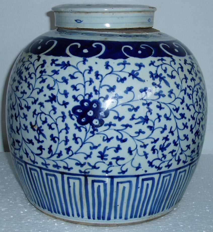 Charming Blue And White Porcelain Crock 