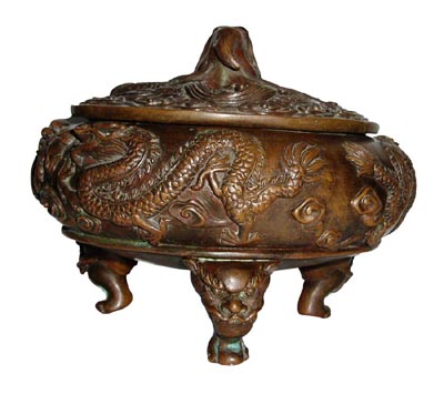 Exquisite Ancient Bronze Dragon Incense Burner