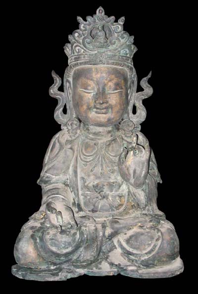 Exquisite Ancient Bronze Standing Buddha Statue