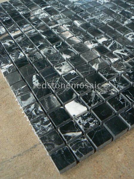 Marble mosaic Nero Marquina