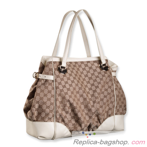 Gucci Beige Canvas with Brown Leather Trim 203528