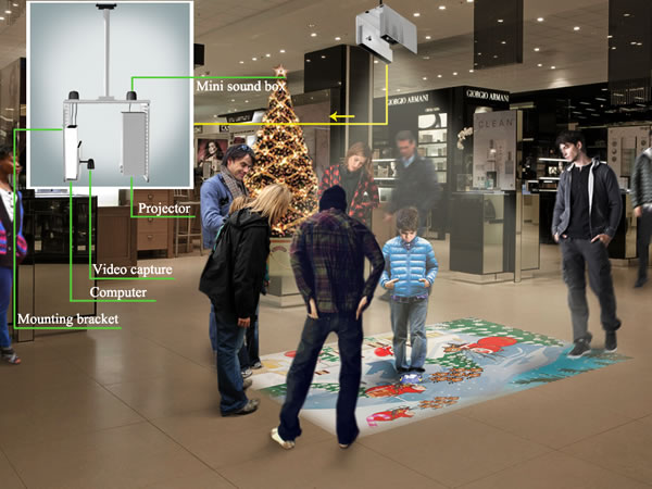 Interactive floor system for christmas ads