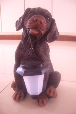 Dog Statue with Solar lantern lights