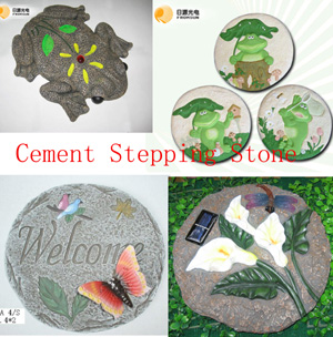 Cement stepping stone with solar light