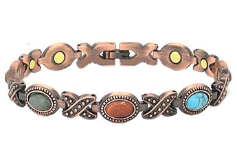 Alloy Magnetic Bracelets with Gemstones 