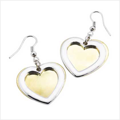 TWO-TONE HEART EARRINGS