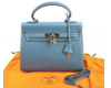 Hermes blue leather bag 1043 28cm