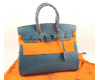 Hermes blue ostrich handbag 1041 35cm