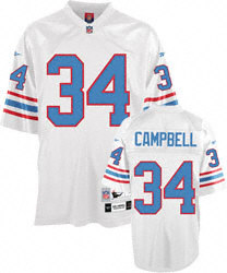 Houston Oilers 34 Earl Campbell White Throwback NFL Jerseys