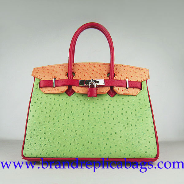 Hermes Birkin 40CM ostrich pattern leather handbag