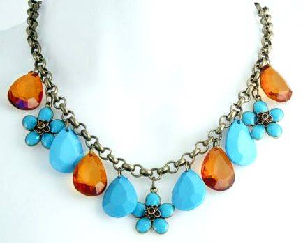 Turquoise 'n' Topaz Daisy Necklace