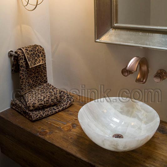 white onyx vessel sink project 17