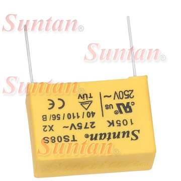 Suntan  plastic film capacitor,x2 capacitor,safety capacitor