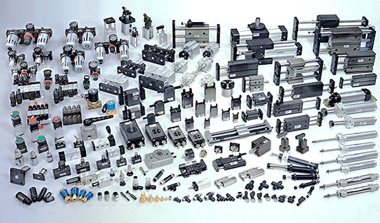 Pneumatic component, pneumatic cylinder, fitting, 