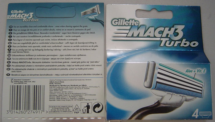 Gillette Mach3 Turbo 4'cartridge