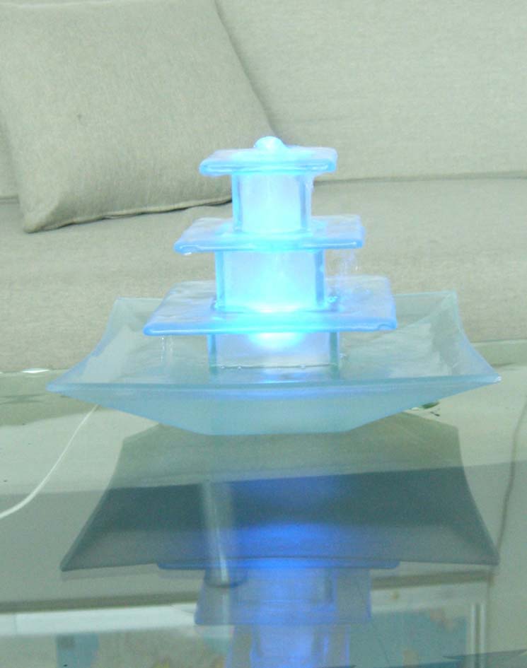 Glass indoor table top water fountain