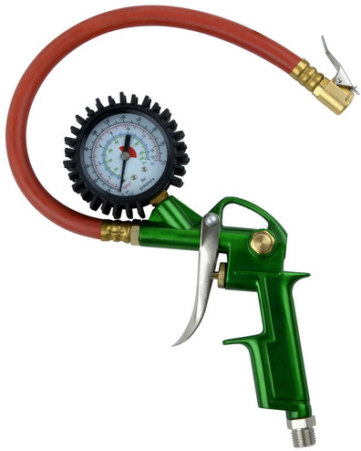 Tire pressure with inflating gauge