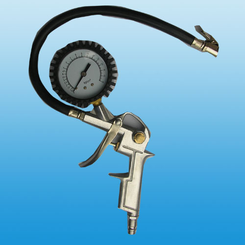 Tire pressure with inflating gauge