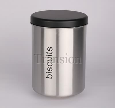Stainless Steel coffee canister with black powder coated sheet iron lid -L