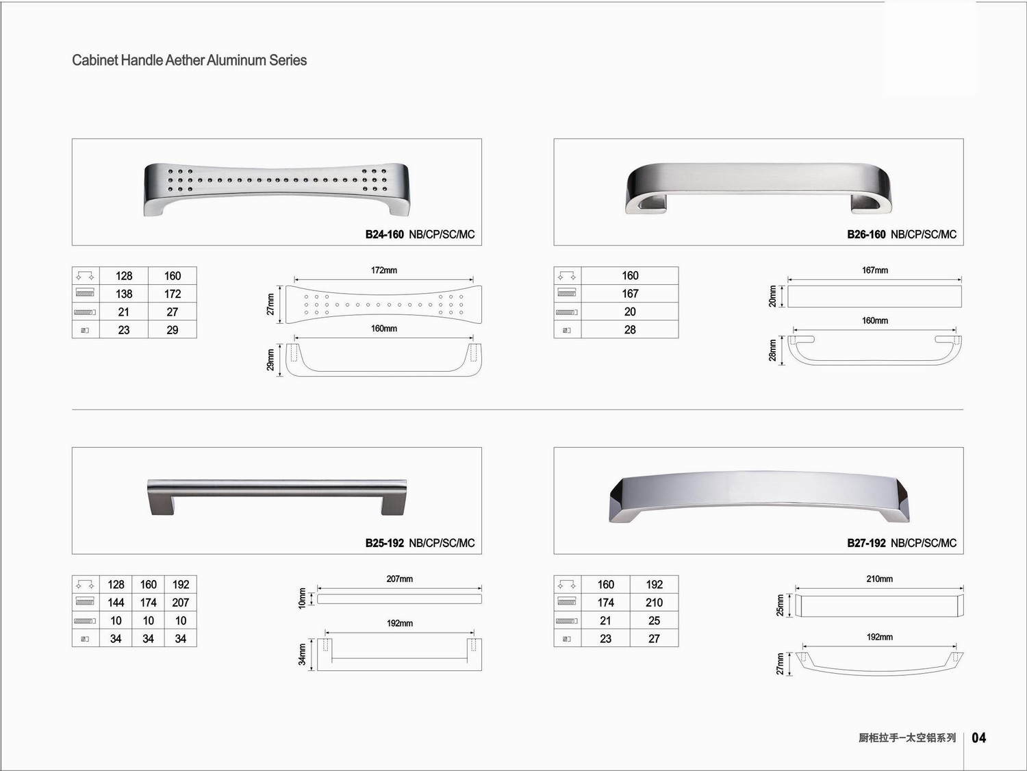 zinc/aluminium handle